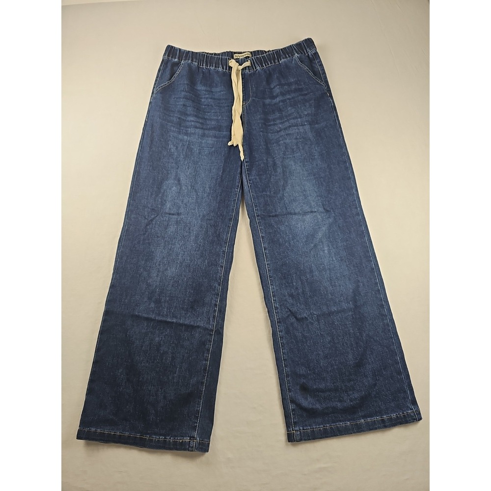luvamia Women's Blue Jeans Size XL Flex-stretch Wide Leg High Waisted Pants
